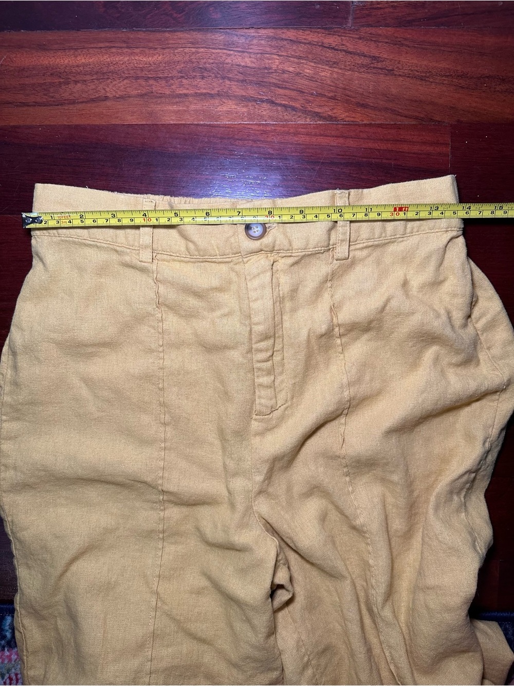 Joie Mustard Yellow Linen Blend Wide Leg Cropped Pants High Rise Size M - Picture 4 of 8